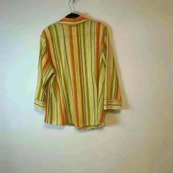 Ninety Melon colors stripe button up 3/4 sleeve shirt size large - Picture 3 of 4